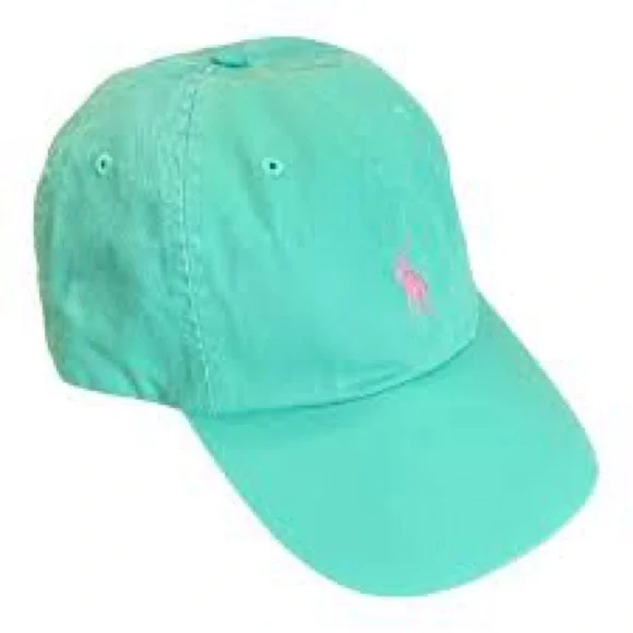EUC Ralph Lauren Polo Aqua Cap with Pink Pony - Picture 1 of 4